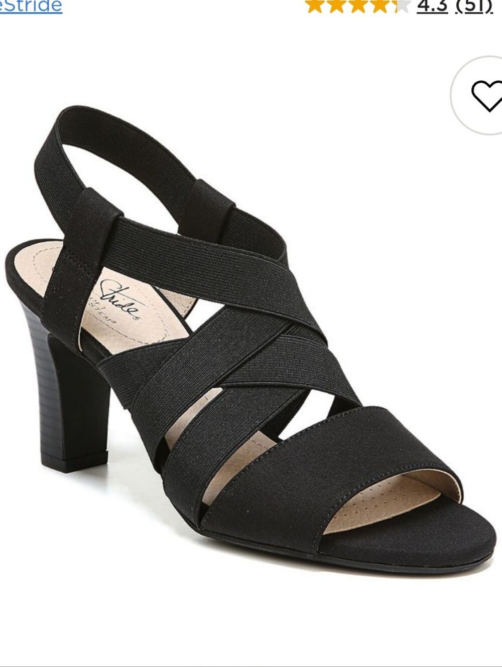 LIFE STRIDE Charlotte Black Strappy Block Heel Sandals